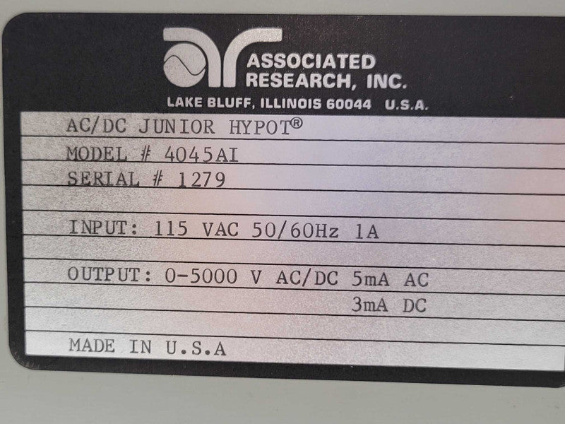 Associated Research Junior 4045AI AC/DC Junior HYPOT, READ _