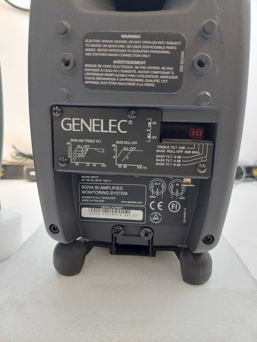 Pair of 2 Genelec 8020A Bi-Amplfied Monitoring System Magnetically Shielded