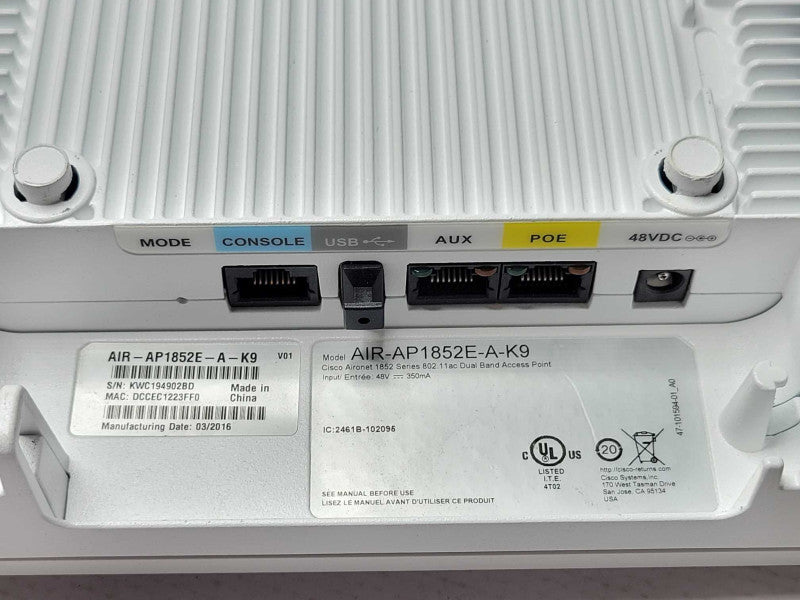 Cisco AIR-AP1852E-A-K9 Aironet 1852 SERIES 802.11AC Dual Band access point _