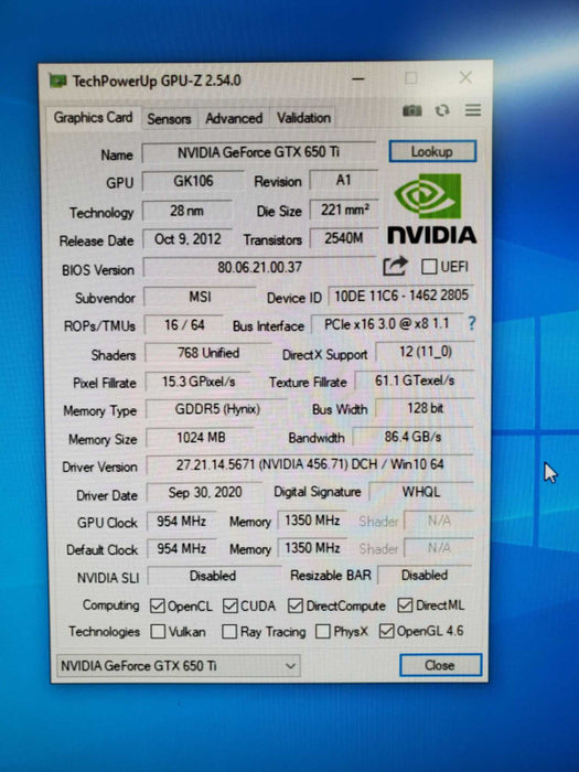 MSI GTX 650ti 1gb