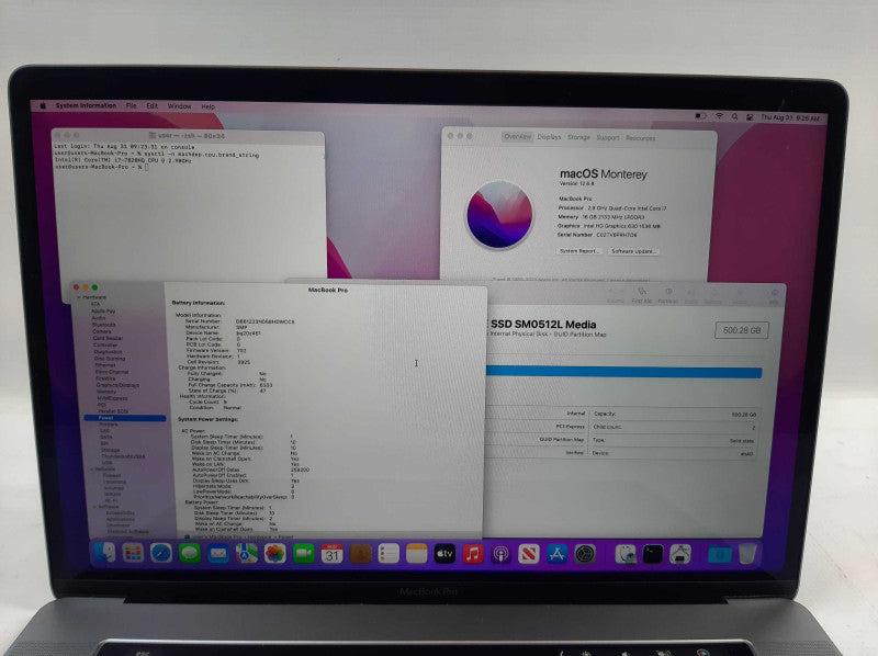 Apple Macbook Pro 2017 15\\" Core i7-7820HQ @ 2.9GHz 16GB DDR3 500GB SSD