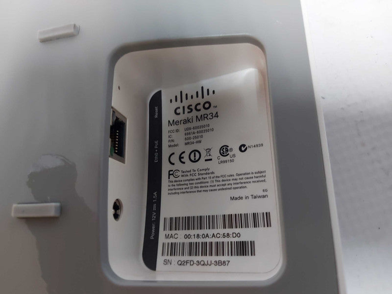 CISCO Meraki MR34-HW Cloud Managed AP, MR34 UNCLAIMED Q#
