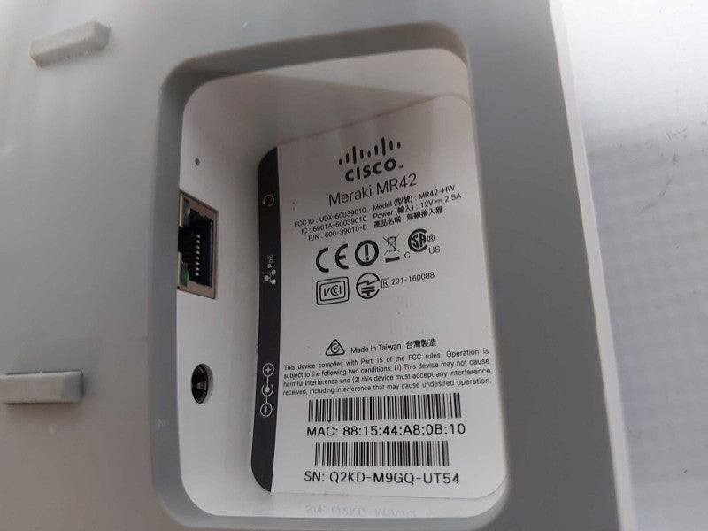 Cisco Meraki MR42 802.11ac 1.90 Gbit/s Cloud Managed Wireless AP *UNCLAIMED* Q#