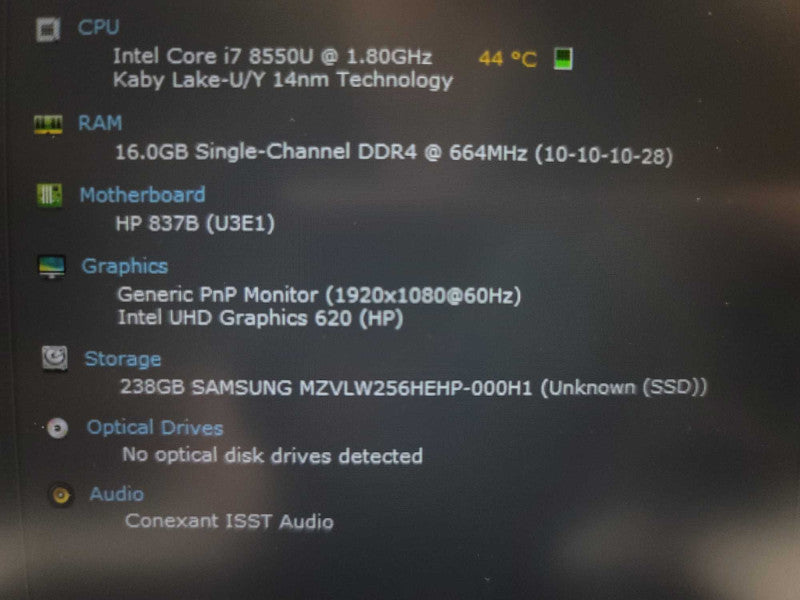 HP ProBook 440 G5 i7-8550U @ 1.80GHz, 16GB DDR4, 156GB m.2  Î²