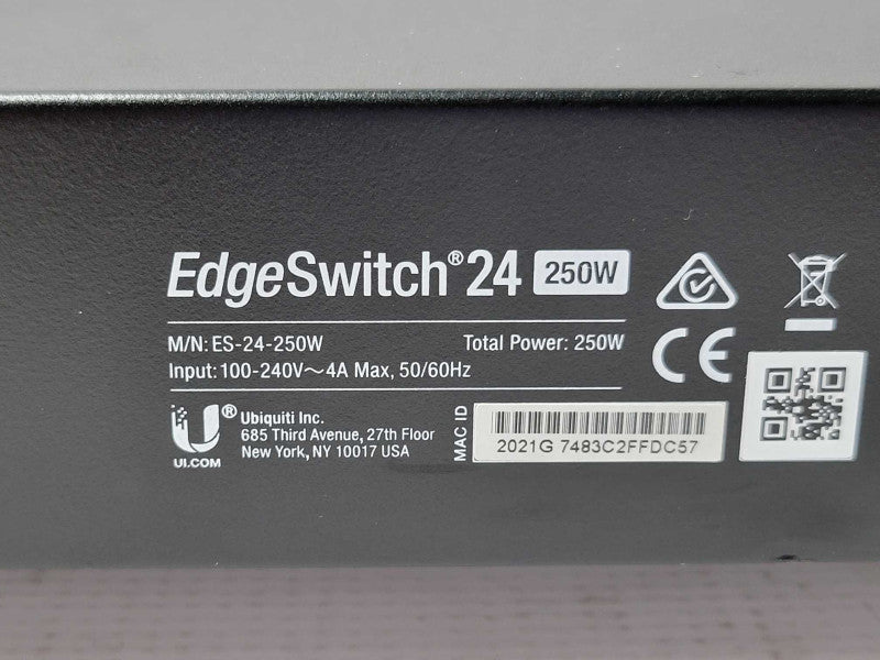 Ubiquiti EdgeSwitch 24 250W 24 Port Managed PoE+ Gigabit Switch ES-24-250W Q_