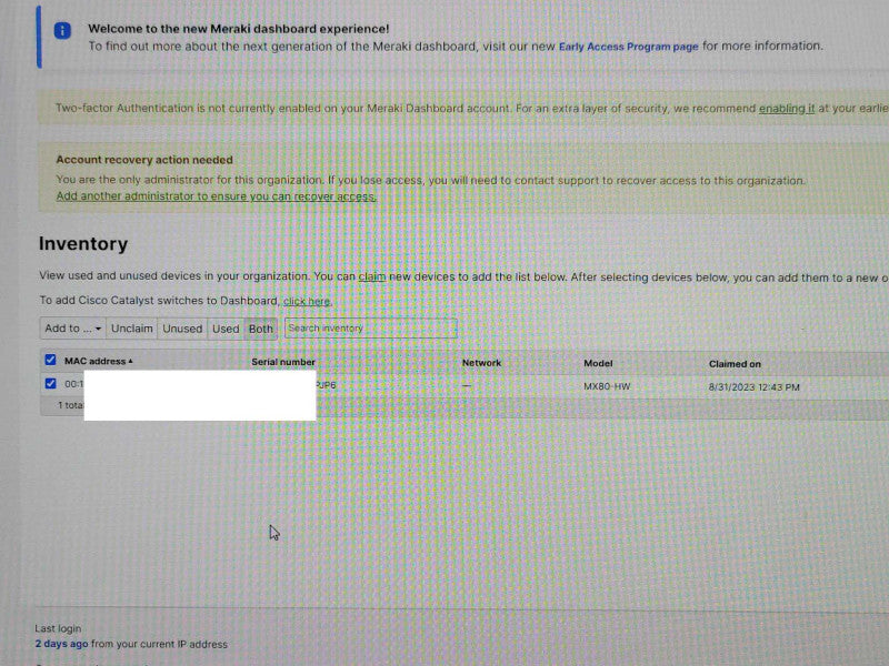 Cisco Meraki MX80 Cloud Managed Security Appliance UNCLAIMED _
