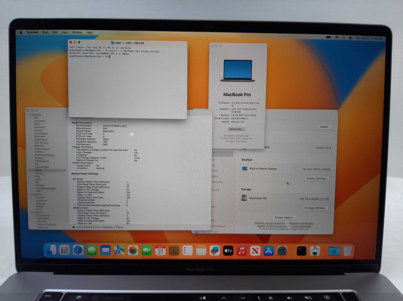 Apple MacBook Pro 16\\" 2019 i9-9980 @2.4Ghz 32GB RadeonPro 5500M 2TB SSD *READ