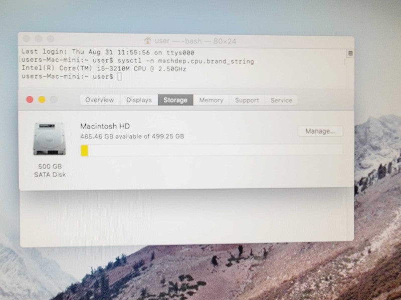 Apple Mac mini Late 2012 Intel Core i5-3210M @ 2.50 GHz 8GB RAM 500GB HDD