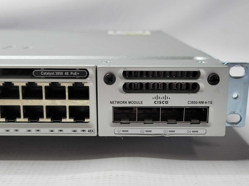 CISCO WS-C3850-48P-S 48 Port PoE IP Base, 2x PSU, C3850-NM-4-1G Q_