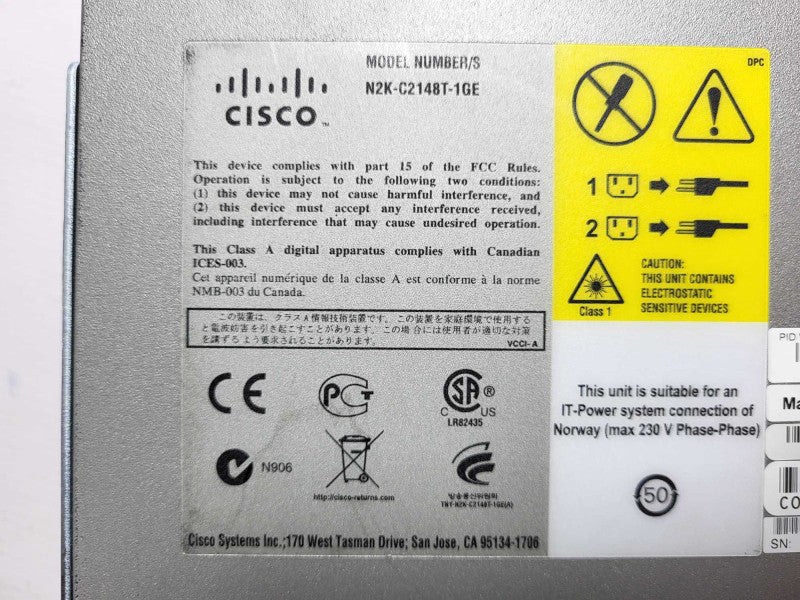 Cisco Nexus 2000 Series C2148T 1GE Fabric Extender N2K-C2148T-1GE Q$