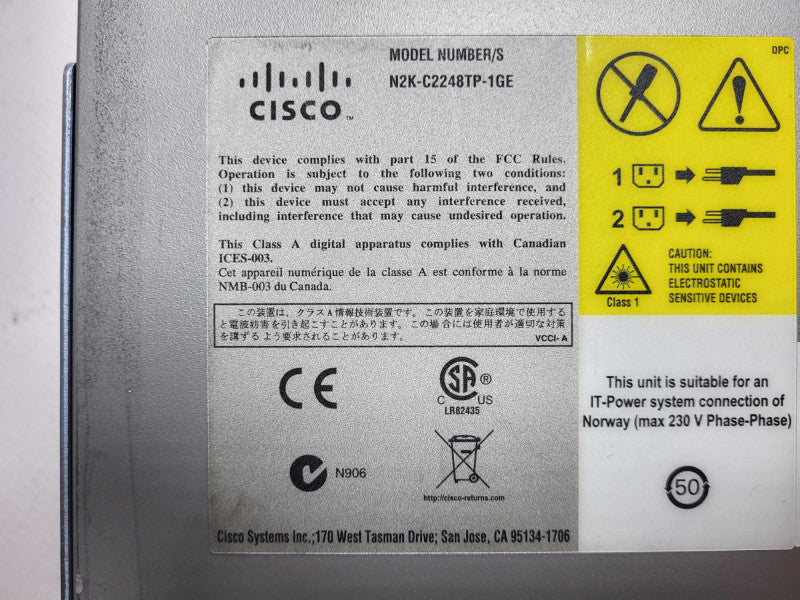 Cisco Nexus 2000 Series C2248T 1GE Fabric Extender N2K-C2248T-1GE $
