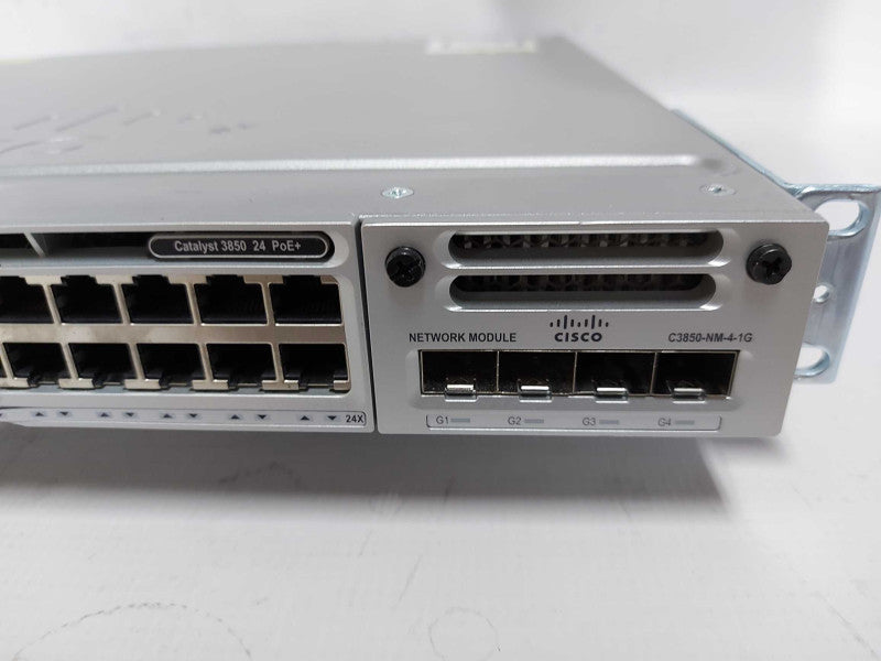 Cisco Catalyst 3850 24 PoE+ WS-C3850-24P-S V08 Gigabit 24x ports - fact reset #