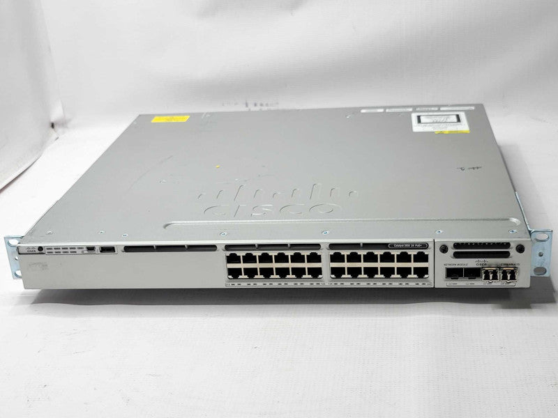 Cisco WS-C3850-24P-S 24 Port PoE Gigabit IP Base Switch 2x PSU C3850-NM-4-1G _