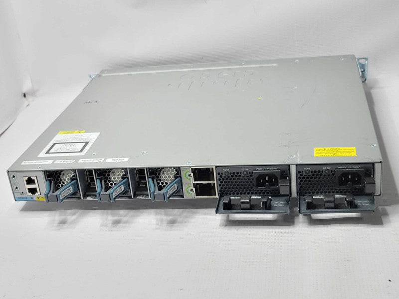 Cisco WS-C3850-24P-S 24 Port PoE Gigabit IP Base Switch 2x PSU C3850-NM-4-1G _