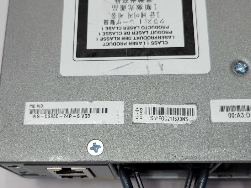 Cisco WS-C3850-24P-S 24 Port PoE Gigabit IP Base Switch 2x PSU C3850-NM-4-1G _