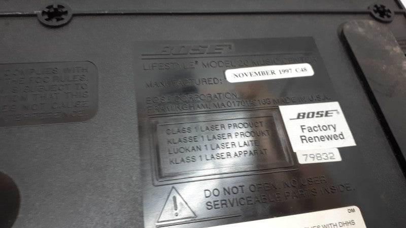 BOSE LIFESTYLE Model 20 MUSIC CENTER CD Changer &