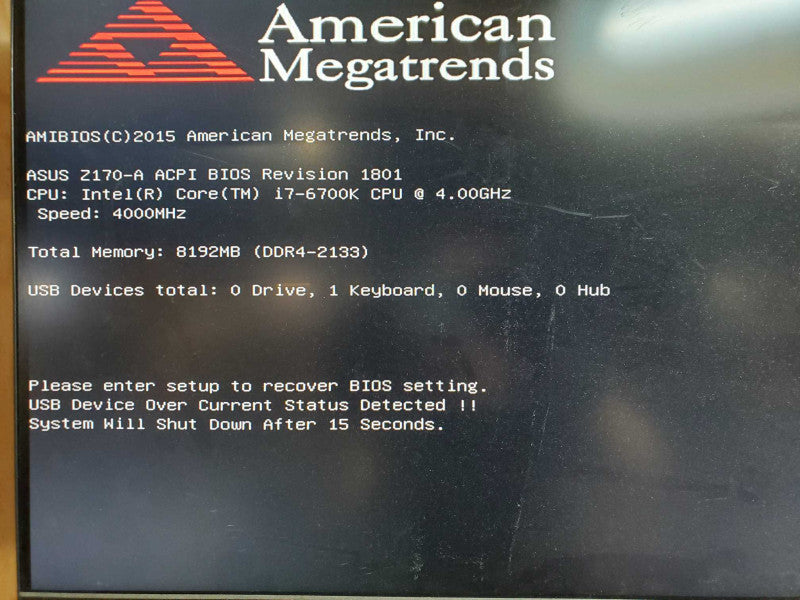 Asus Z170-A Motherboard with i7-6700k @ 4.00 GHZ 8GB DDR4 (READ)