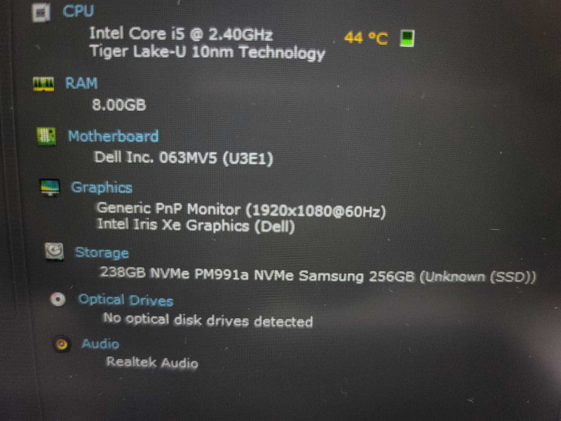 Dell Latitude 5520 i5-1135G7, 8GB DDR4, 256GB m.2 **READ Î²