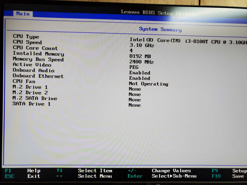 Lenovo ThinkStation P330 - Intel i3-8100T @ 3.10 GHZ 8GB DDR4