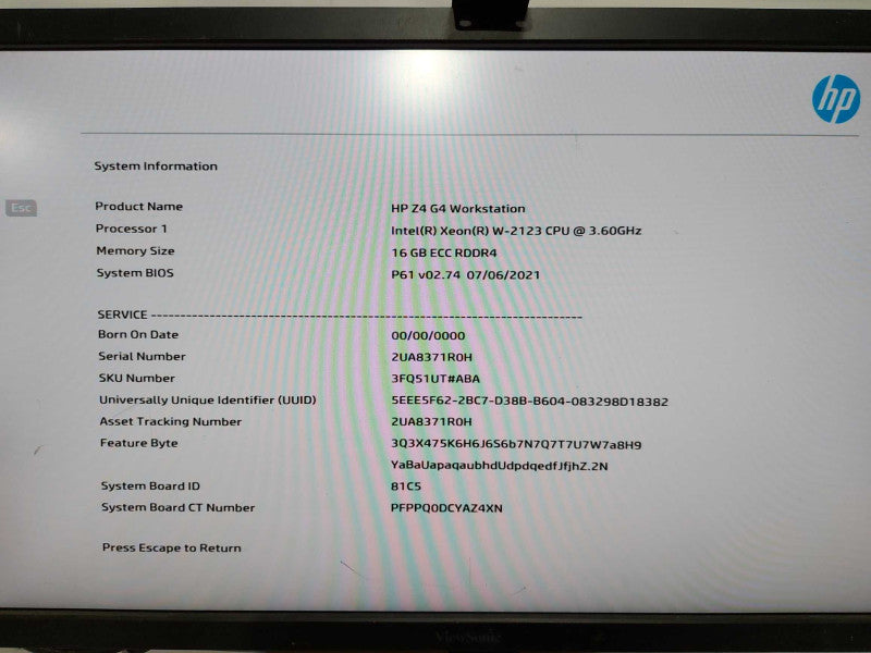 HP G4 Workstation Xeon W-2123 @ 3.60ghz / 16gb ram / Quadro P2000 GPU #