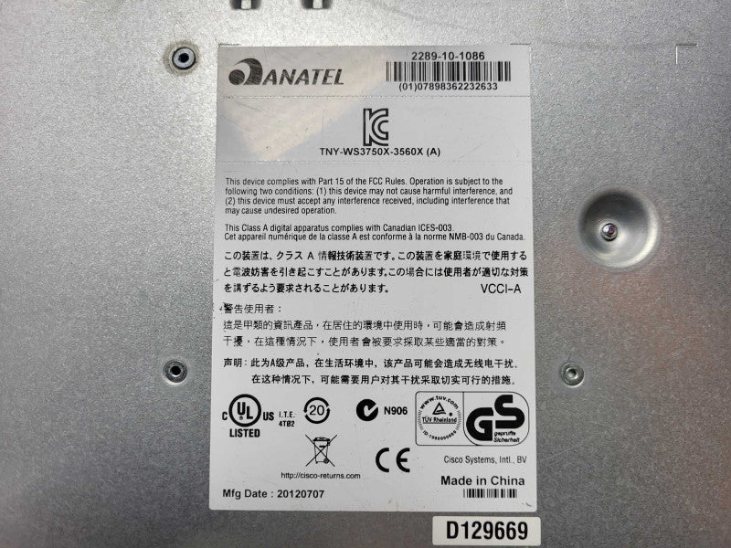 Cisco Catalyst WS-C3750X-48T-S 48-Port Gigabit Managed Ethernet Switch $
