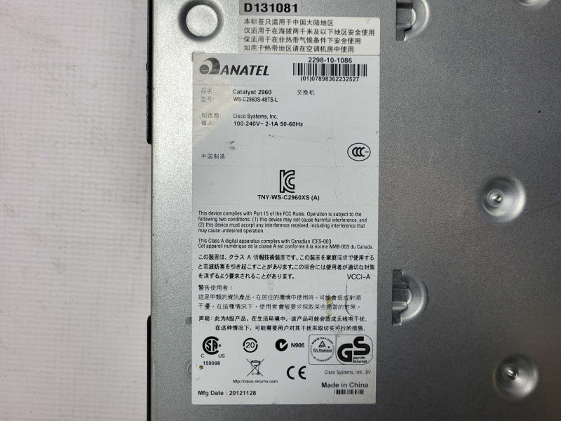 Cisco Catalyst 2960-S Series WS-C2960S-24TS-L Gigabit Switch Q$