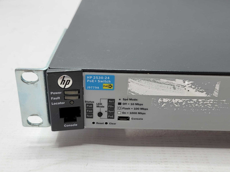 HP J9779A 2530-24 PoE+ Switch W/ Rack Mount Ears, Factory Reset Q_