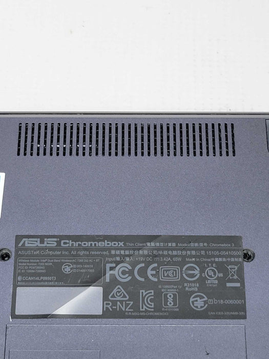 ASUS Chromebox 3 - Celeron 3865U | 4GB RAM | 32GB SSD | NO PWR ADPTR