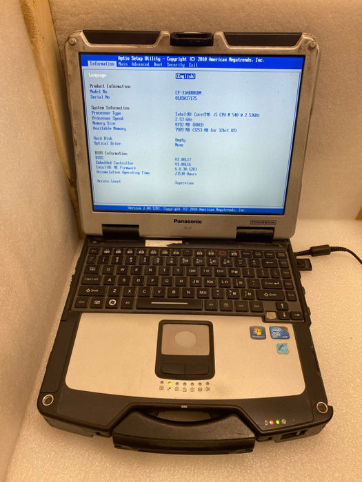 Panasonic TOUGHBOOK CF-31 Intel Core i5-M 540 @2.53GHz 8GB RAM No HDD READ!