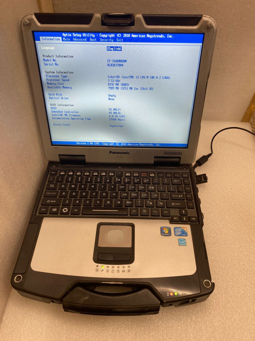 Panasonic TOUGHBOOK CF-31 Intel Core i5-M 540 @2.53GHz 8GB RAM NO HDD READ!