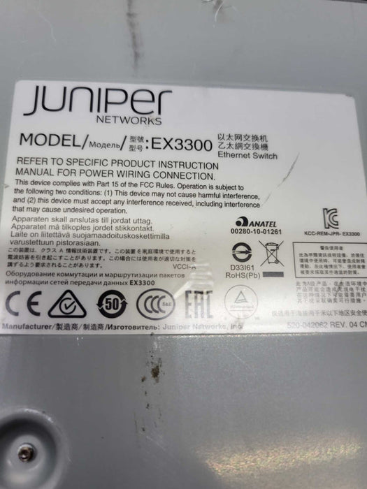 Juniper EX3300-24T 24x 10/100/ 1000BASE-T Ports & 4x SFP+ Uplinks Network Swi