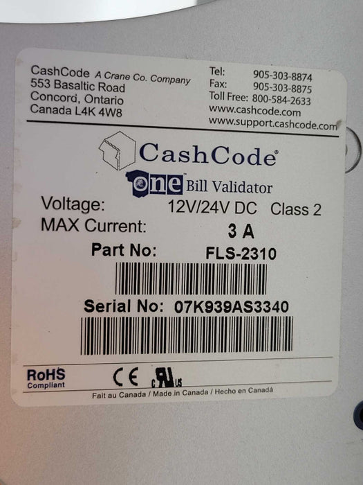 CashCode One Bill Validator FLS-2310, READ _