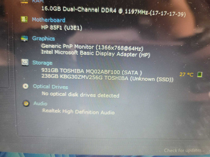 HP Laptop Model 15-dw1008ca i5-10210u, 16GB DDR4, 256GB NVMe+ 1TB HDD **rEAD* Î²
