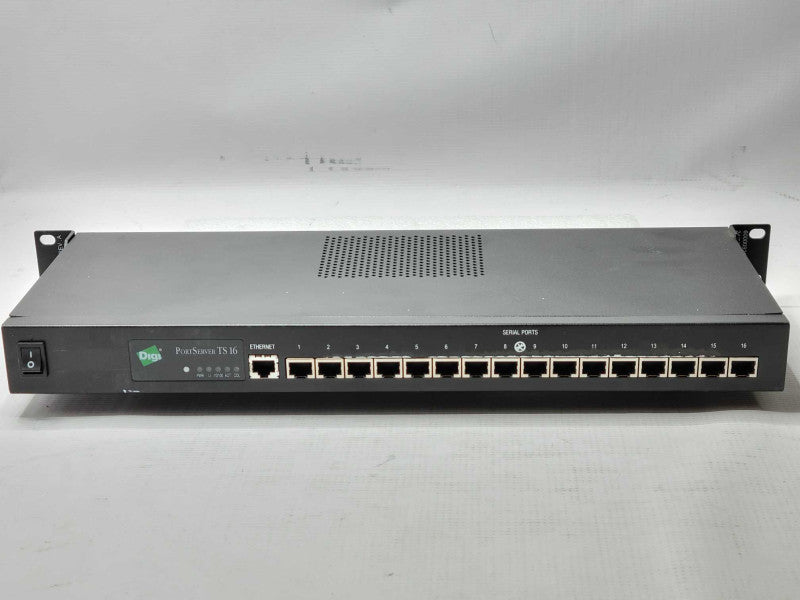 Digi PortServer TS 16 RACK AC Terminal Server P/N: 50000854-01 T, READ _