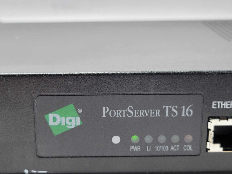 Digi PortServer TS 16 RACK AC Terminal Server P/N: 50000854-01 T, READ _