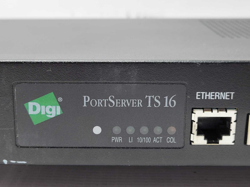 Digi PortServer TS 16 RACK AC Terminal Server P/N: 50000854-01 T, READ _