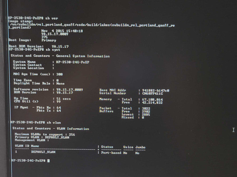 HPE Aruba J9773A 24 Port Gigabit PoE+ Switch 2530-24G-PoE _