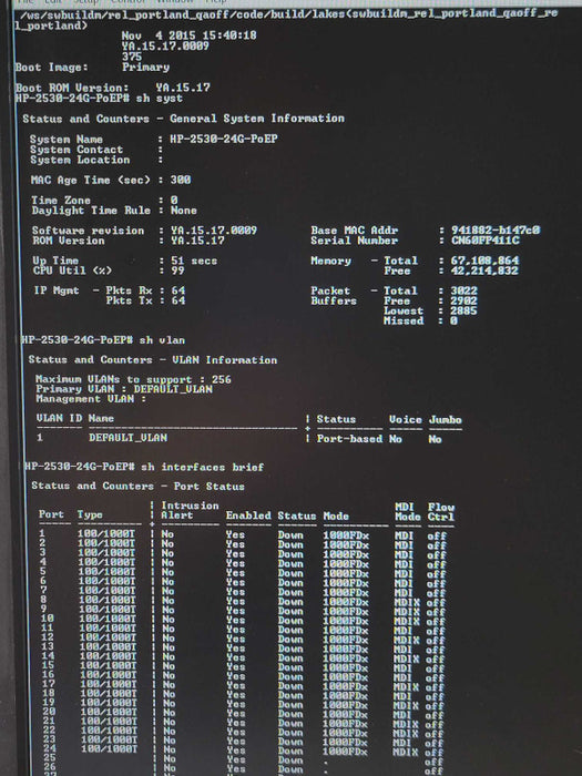 HPE Aruba J9773A 24 Port Gigabit PoE+ Switch 2530-24G-PoE _