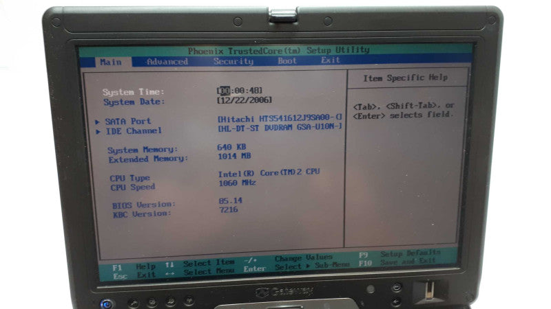 12.1â Touchscreen Gateway TB120 Vintage Laptop - Boots to BIOS- with Adapter &