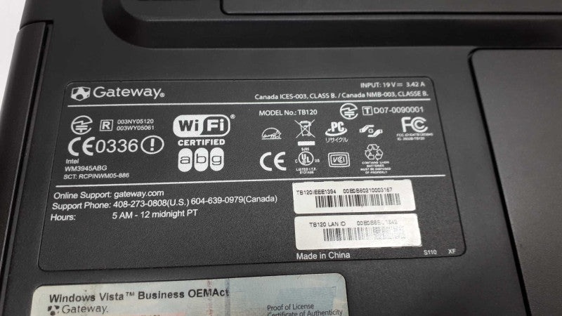12.1â Touchscreen Gateway TB120 Vintage Laptop - Boots to BIOS- with Adapter &