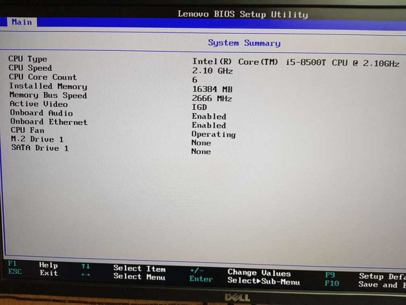 Lenovo ThinkCentre M920Q USFF Intel i5 - 8500T CPU  @ 2.10GHz 16GB RAM