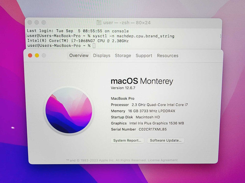 Apple Macbook Pro 2020 13\\" Core i7-1068NG7 @ 2.3GHz 16GB DDR3 500GB SSD  (