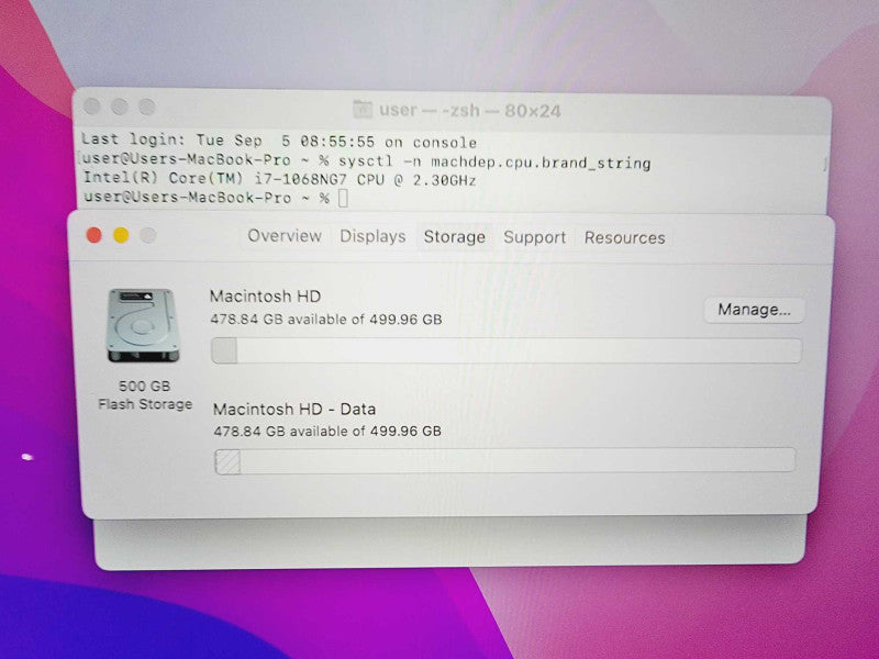 Apple Macbook Pro 2020 13\\" Core i7-1068NG7 @ 2.3GHz 16GB DDR3 500GB SSD  (