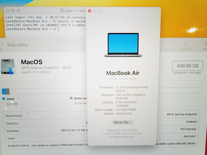 Apple Macbook Air 2020 13\\" Core i5-1030NG7 @ 1.1GHz 8GB DDR4 500GB SSD (