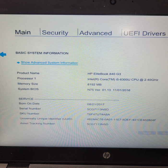 HP EliteBook 840 G3 i7-6600U @ 2.60GHz, 8GB RAM, 256GB SSD !
