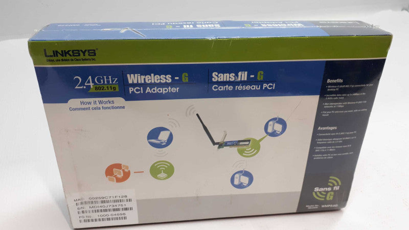 Linksys Cisco Never Opened Wireless G PCI Adapter 54Mbps 2.4GHz Model WMP54G &