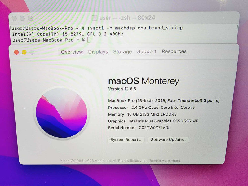 Apple Macbook Pro 2019 13\\" Core i5-8279U @ 2.4GHz 16GB DDR3 250GB SSD [Read] (