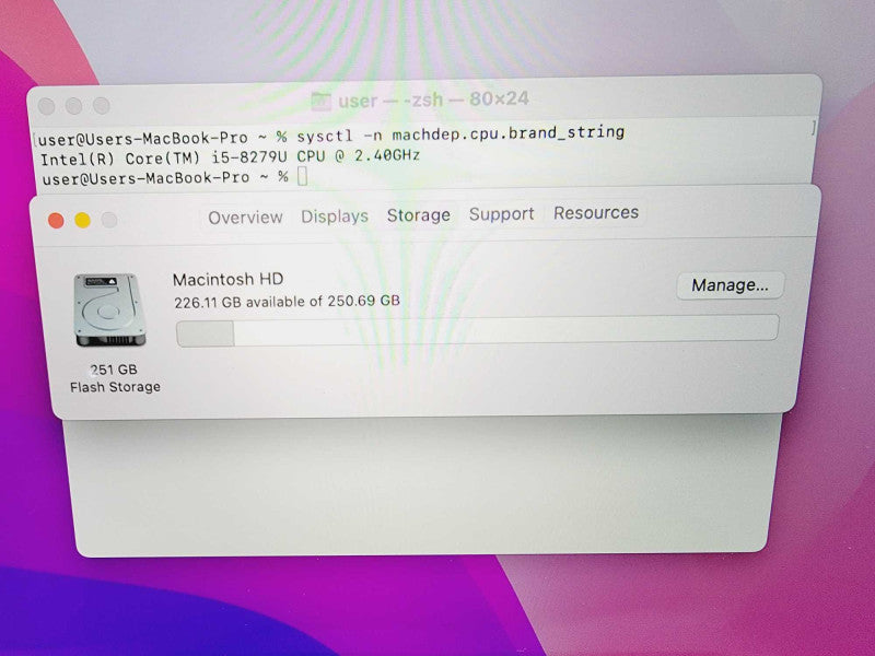 Apple Macbook Pro 2019 13\\" Core i5-8279U @ 2.4GHz 16GB DDR3 250GB SSD [Read] (