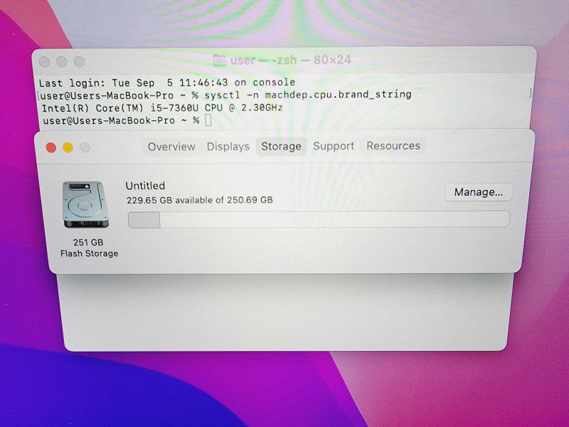 Apple Macbook Pro 2017 13\\" Core i5-7360U @ 2.3GHz 8GB DDR3 250GB SSD (