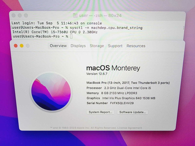 Apple Macbook Pro 2017 13\\" Core i5-7360U @ 2.3GHz 8GB DDR3 250GB SSD (